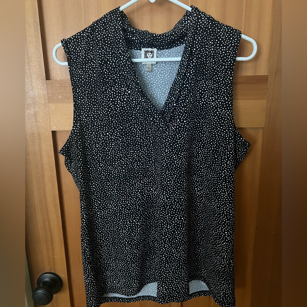Anne Klein. Black with white dots. Size large